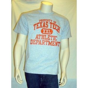 Texas Tech T Shirt Adults NCAA Licensed Short Sleeve RED RAIDERS Gray Cotton